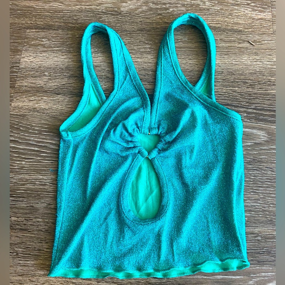 Green Sparkle heart Princess Polly Top
